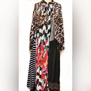 SOLD!!! 
Upcycle Asymmetrical Dress with Floral and Stripes